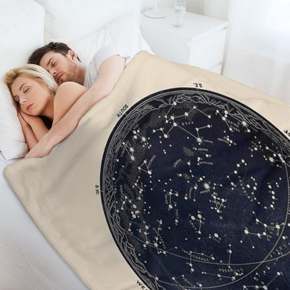 Antique Map of The Night Sky, 19th Century Astronomy Throw Blanket