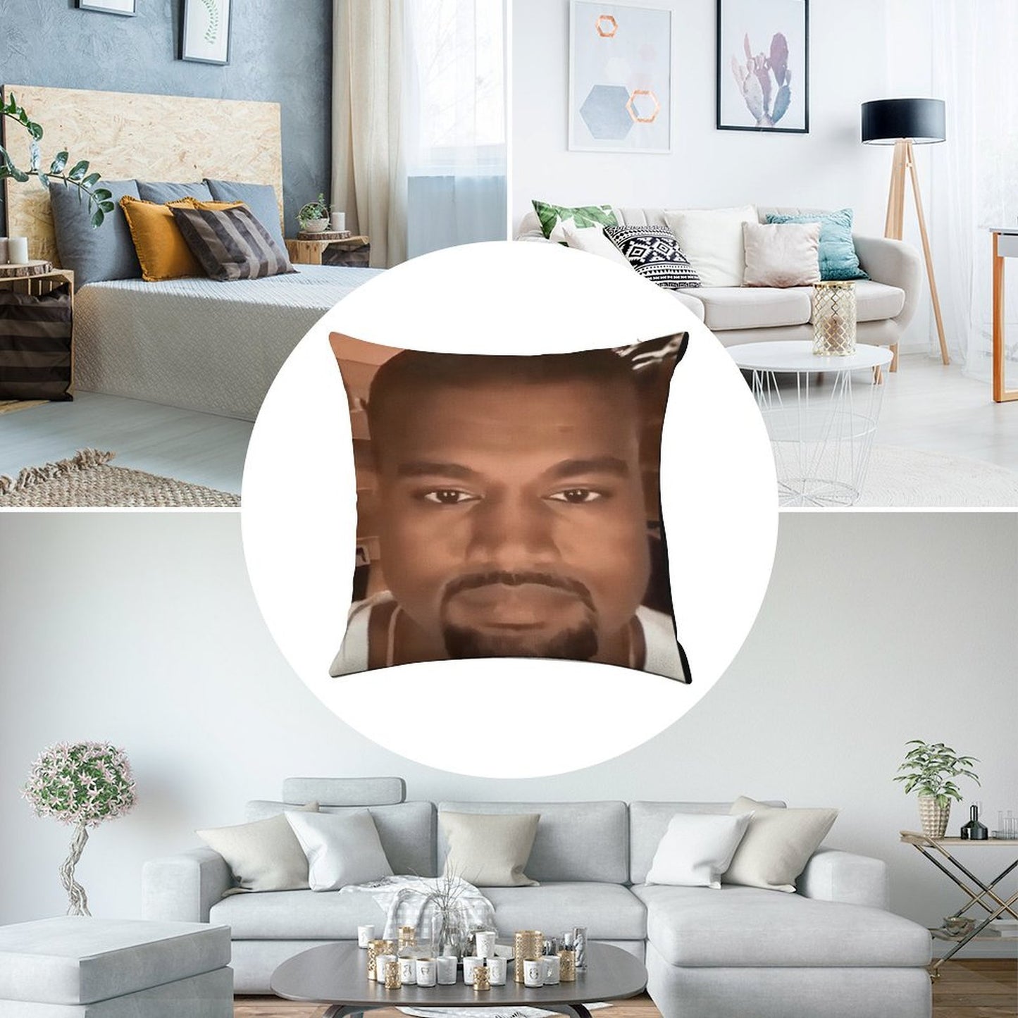 Kanye West Stretched Meme  TikTok Meme  Ye Linen Throw Pillow Cover