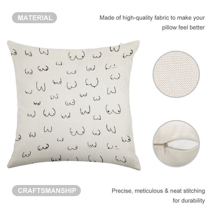 Boobie Boob Print! Linen Throw Pillow Cover