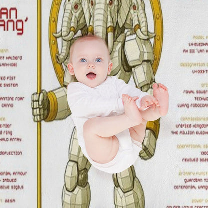 Lan Xang Mecha Warrior Lao Elephant King Design Throw Blanket