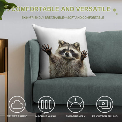 Racoon Soft Luxury Feel Throw Pillow