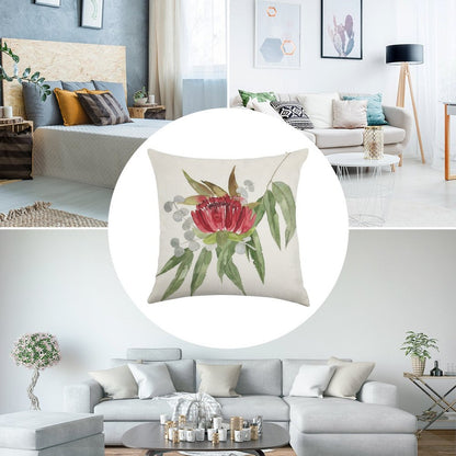 Australian Native Bush Watercolour Linen Throw Pillow Cover