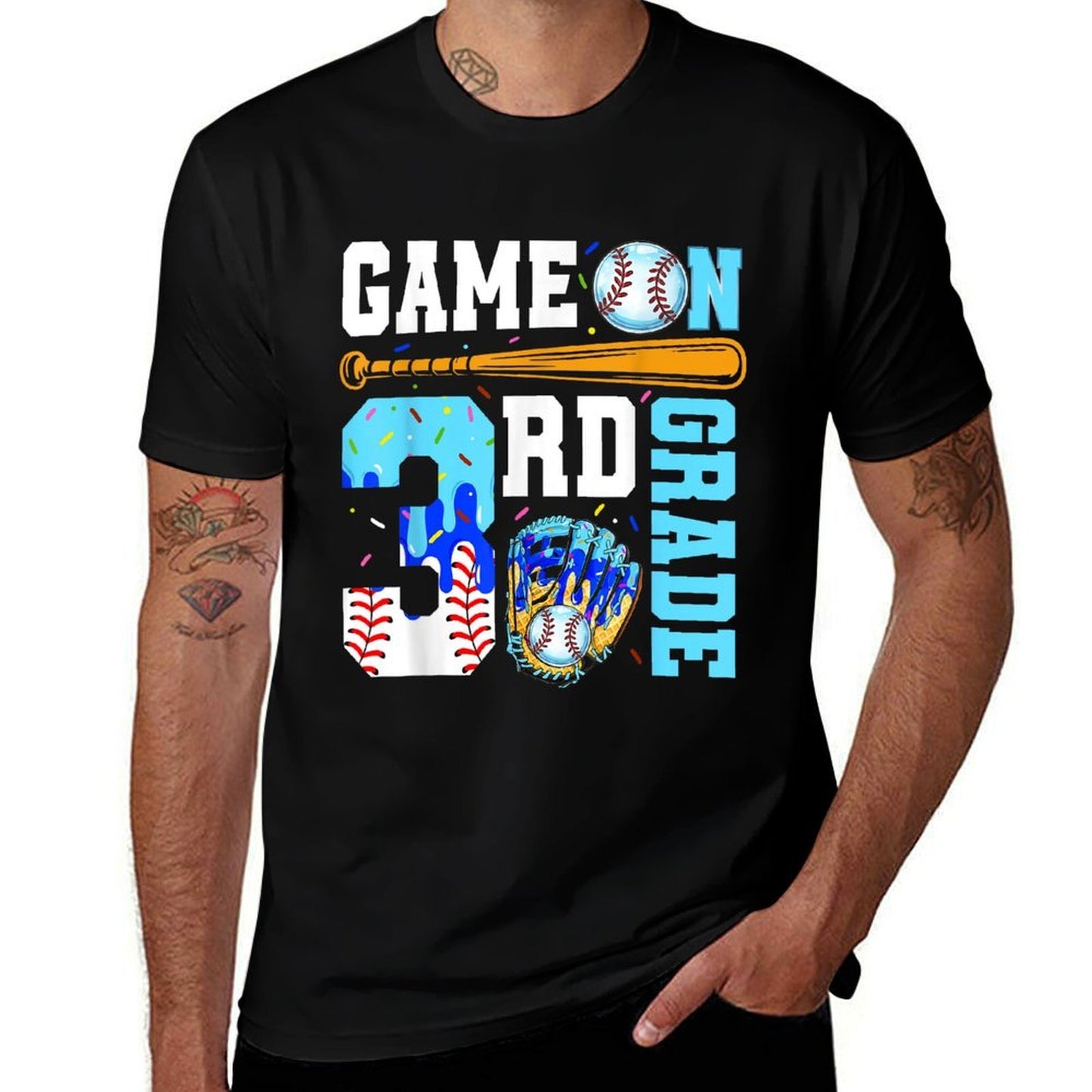3rd Grade Back To School Baseball Drip Ice Cream Game On  Lightweight T-Shirt