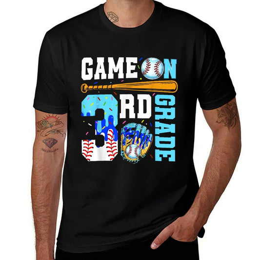 3rd Grade Back To School Baseball Drip Ice Cream Game On  Lightweight T-Shirt