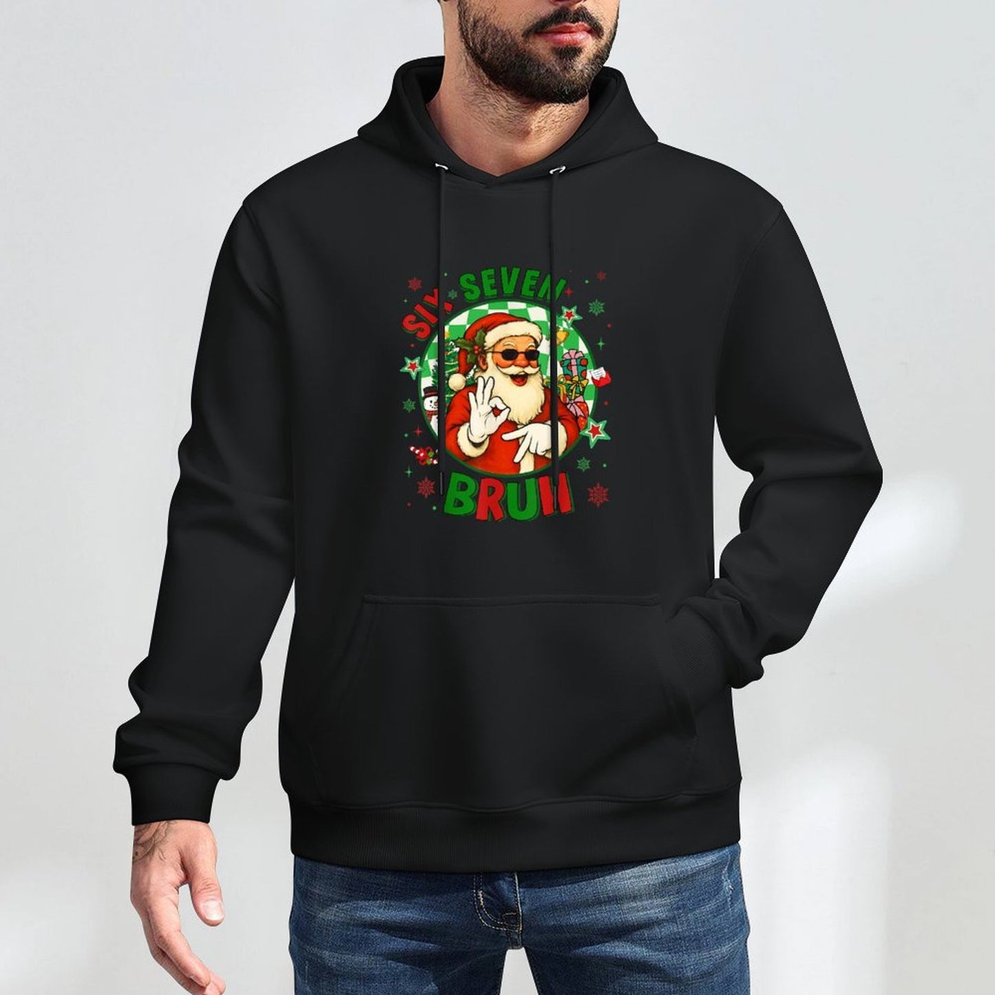 Funny Six Seven Bruh Santa Meme 67 Christmas Boy Girl Kid Customizable Surface Hoodie