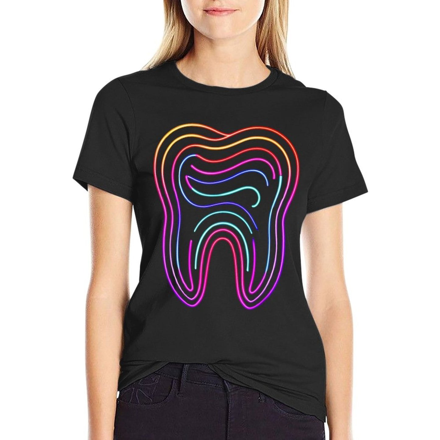 Dentist Retro Vintageth Dental Hygienist Assistant Tooth  Heathered Texture T-Shirt