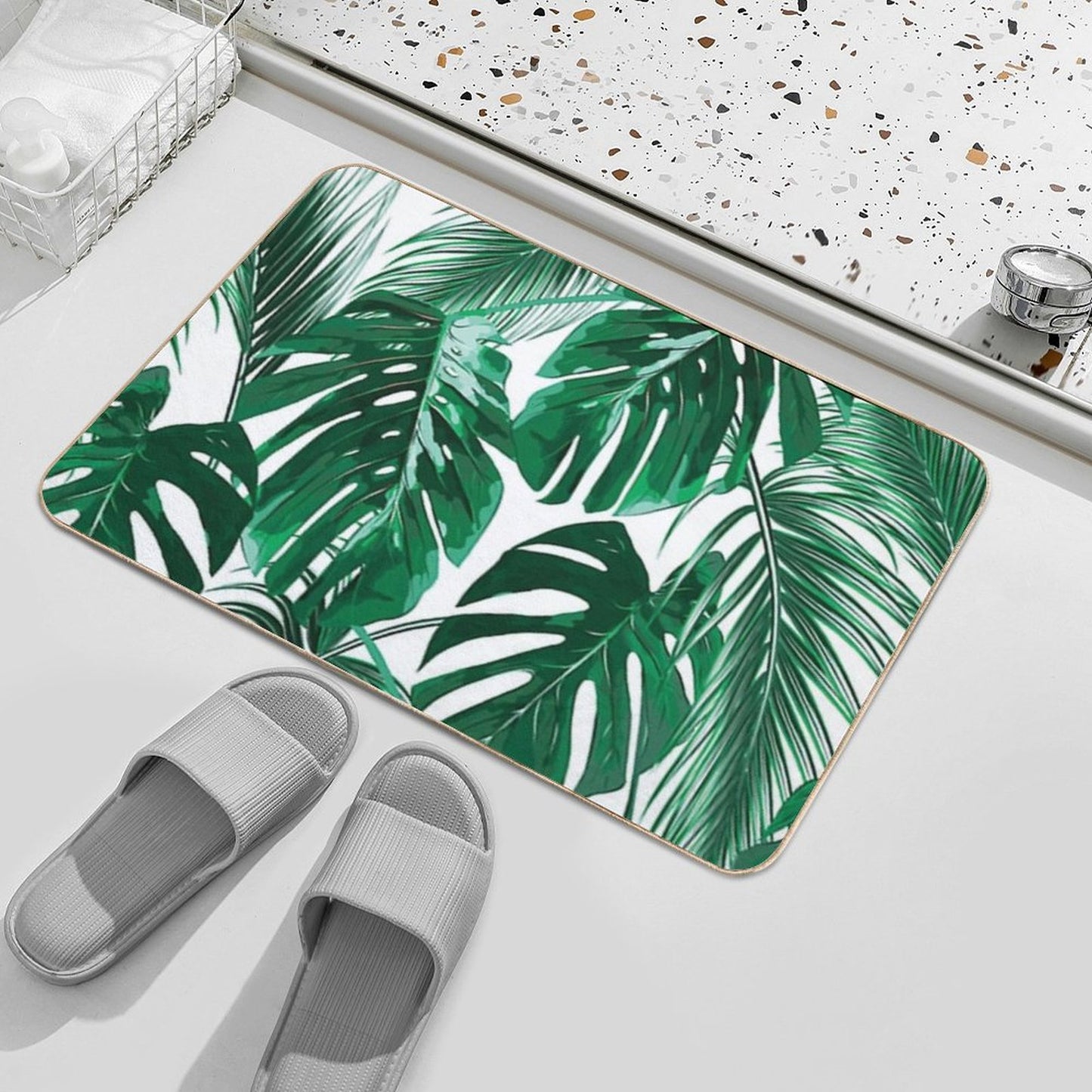 Tropical Leaves - Palm Tree Leaf - Hawaiian Bath Mat