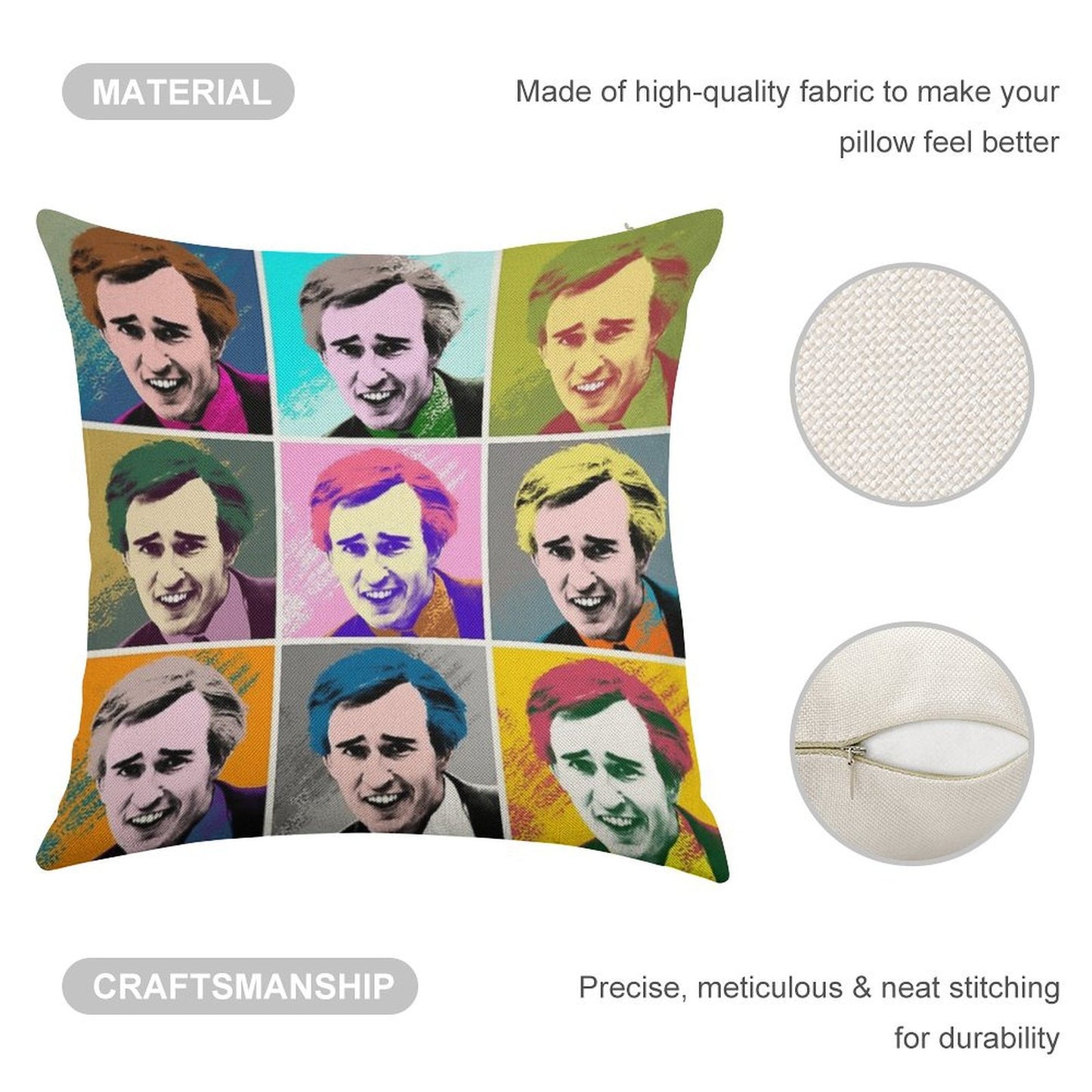 Alan Partridge Warhol Inspired Pop Art 3x3 Linen Throw Pillow Cover