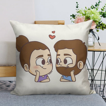 Together - Pibubear Linen Throw Pillow Cover