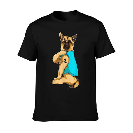 German Shepherd I Love Mom Tattoo Apparel Dog Mom Gift Women T-Shirt
