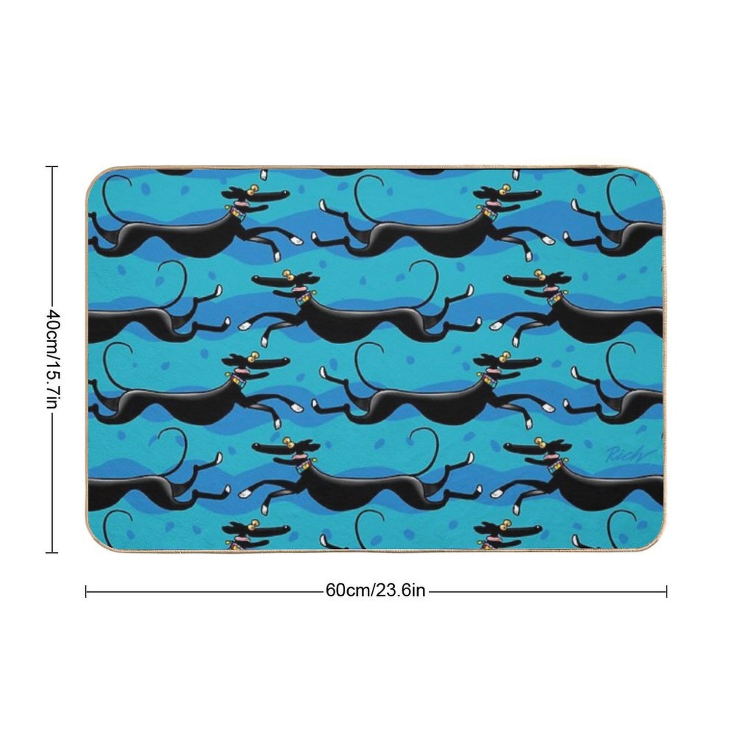 Blue Zoomies Pattern Bath Mat