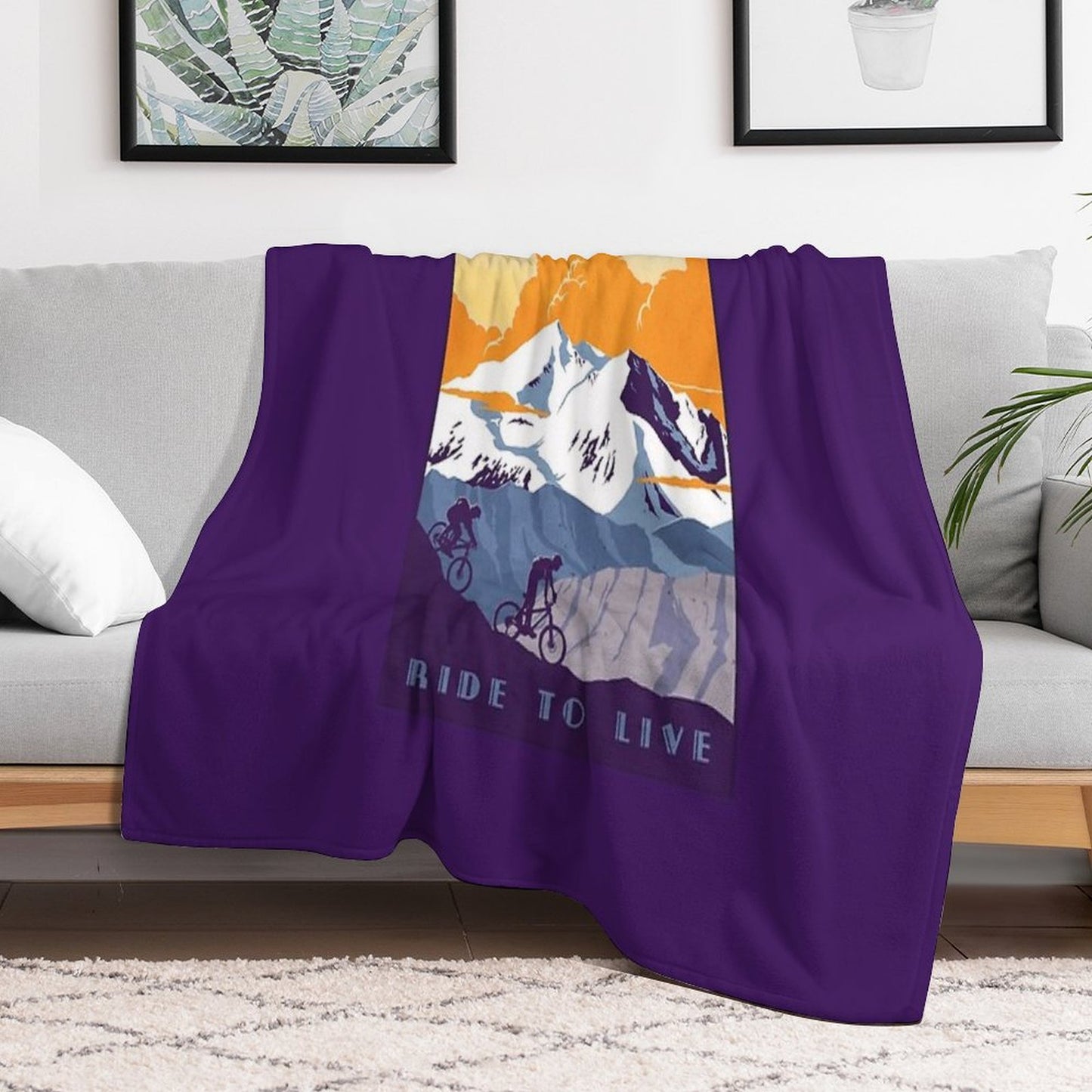 Live to Ride, Ride to Live Retro Cycling Poster Throw Blanket