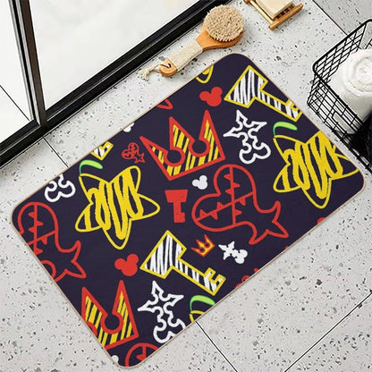 Kingdom Hearts Crayon Style Pattern - Bright Bath Mat