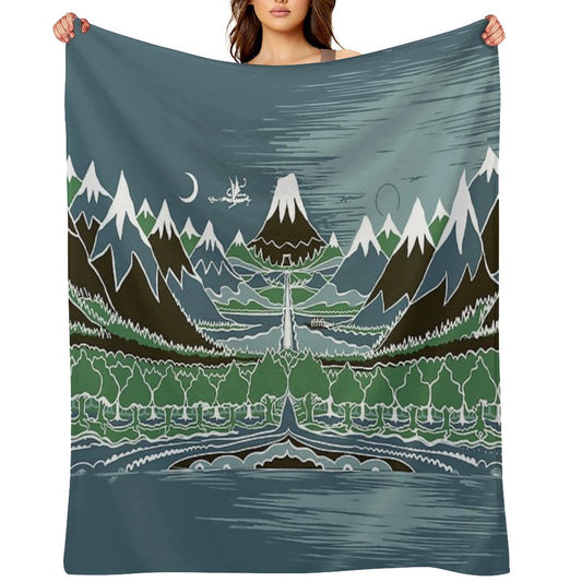 Midnight Forest Mountain Path in The Style of J.R.R.Tolkien Throw Blanket