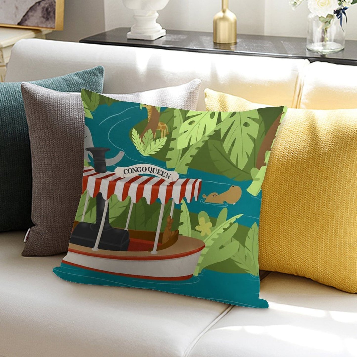 Cruising The Jungle Soft Skin-Friendly Throw Pillow