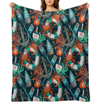 Nautical Junkyard Throw Blanket
