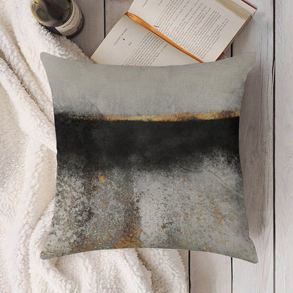 Soot And Gold Linen Throw Pillow Cover