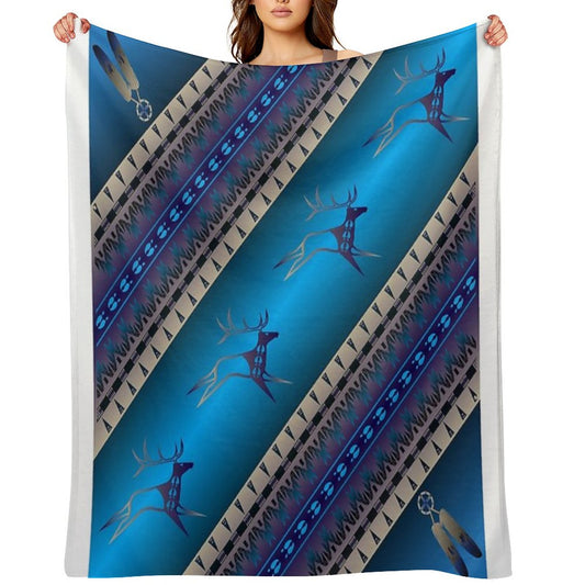 Elk Spirit (Blue) Throw Blanket