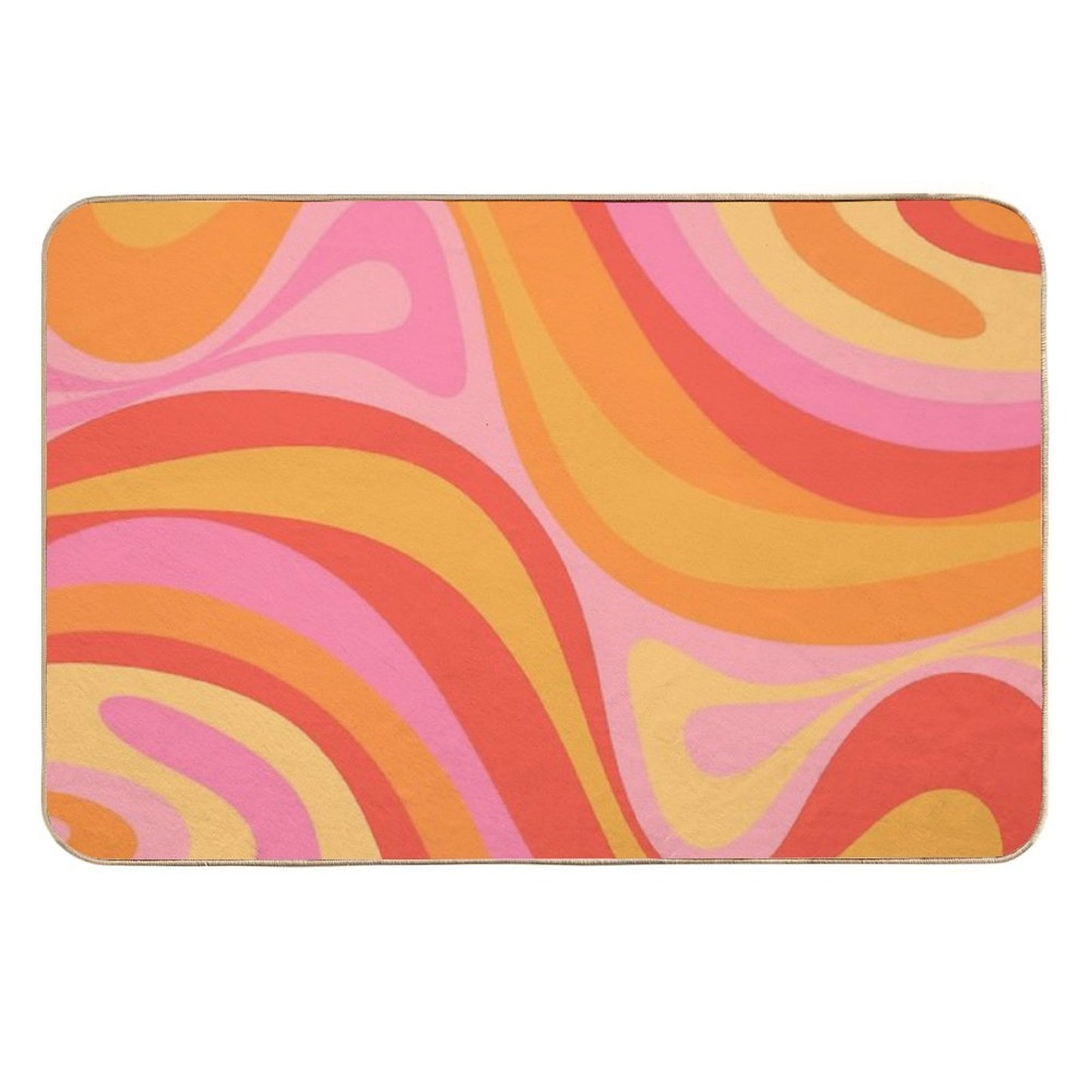 New Groove Retro Swirl Abstract Pattern Pink Orange Yellow  Dirt-Trapping Bath Mat