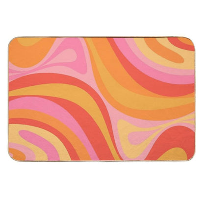 New Groove Retro Swirl Abstract Pattern Pink Orange Yellow  Dirt-Trapping Bath Mat