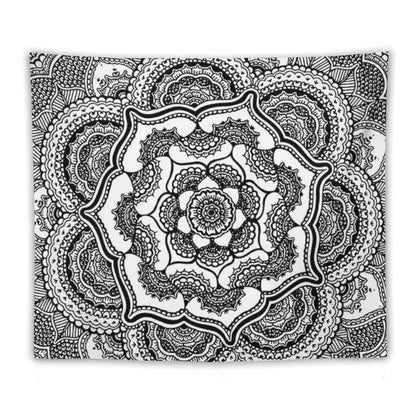 Spring Lotus  Abstract  Black And White Tapestry