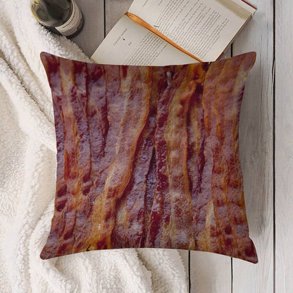 Fried Bacon Linen Throw Pillow Cover