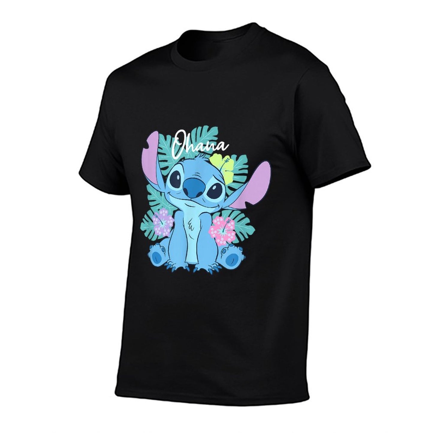 Disney Lilo  Stitch Ohana Adorable Pose Floral Logo  Versatile T-Shirt