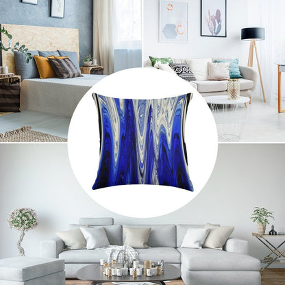 Zigzag Cobalt Blue Linen Throw Pillow Cover