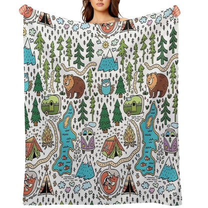 Happy Map Throw Blanket