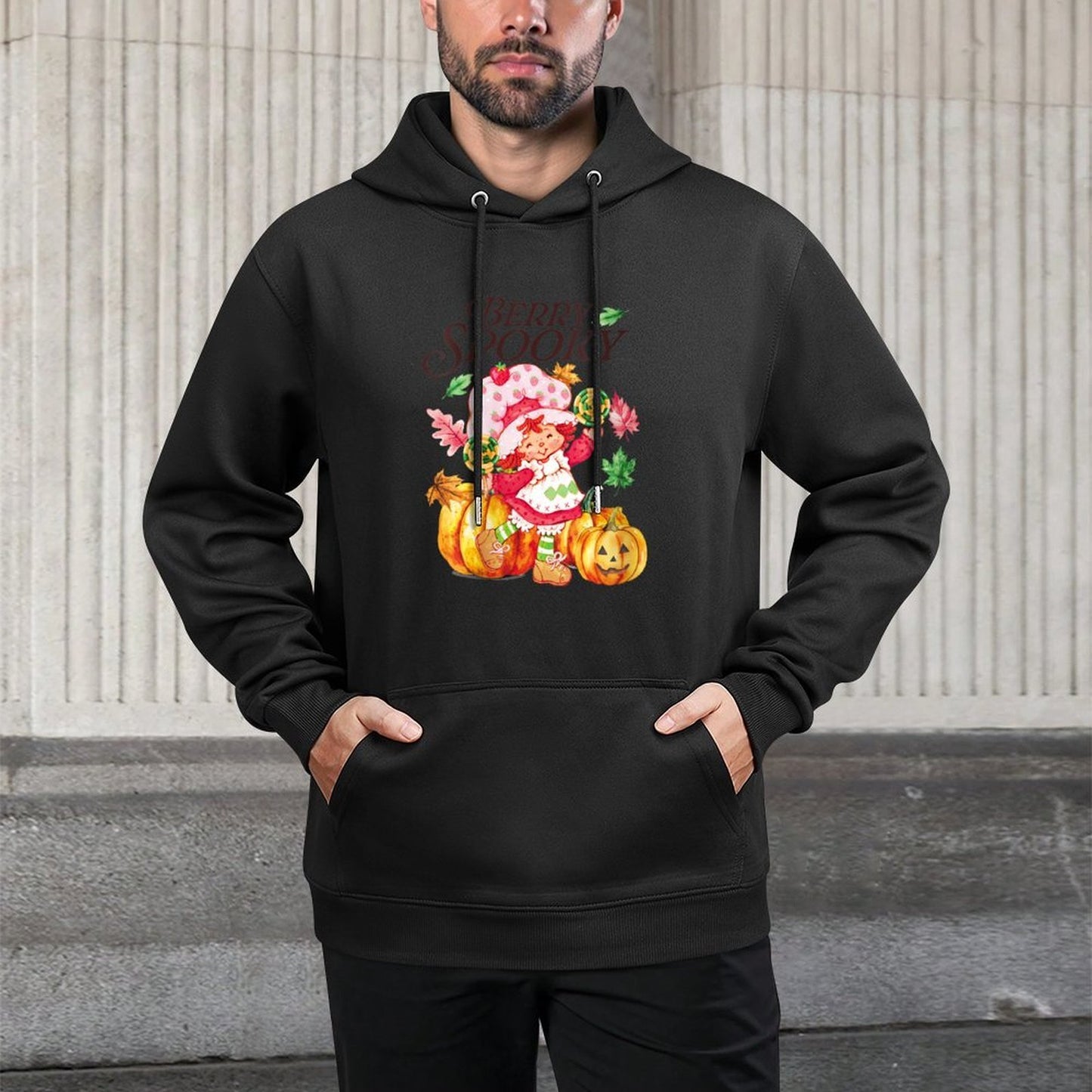 Womens Strawberry Shortcake Berry Spooky Halloween Jack O Lantern Shape Retention Hoodie