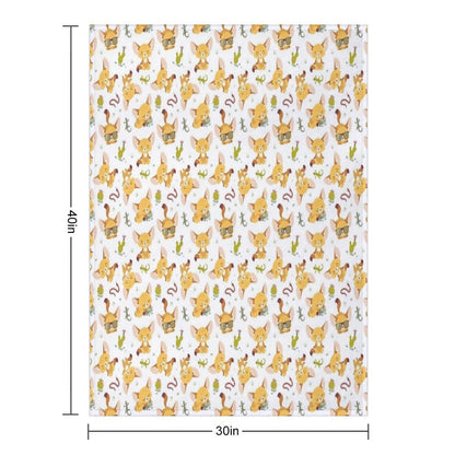 Cartoon Style Fenech Throw Blanket