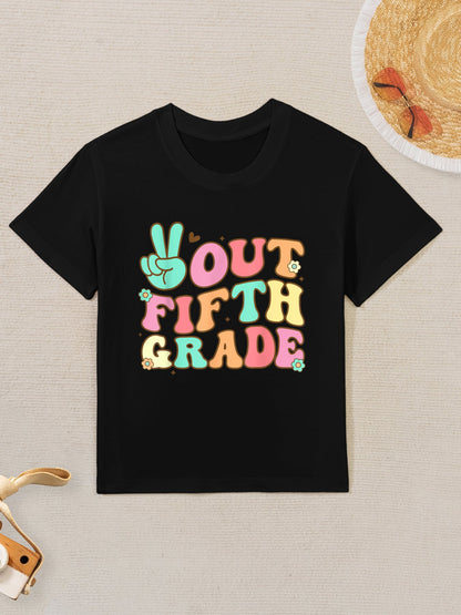 Peace Out Fifth 5th Grade Last Day School Graduation Kids T-Shirt