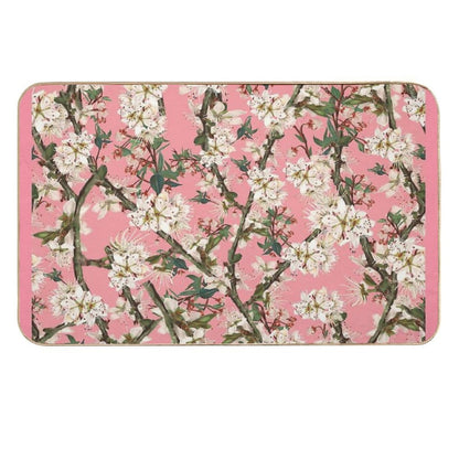 Cherry Blossom On Bright Pink Feminine Print  Fade-Resistant Bath Mat