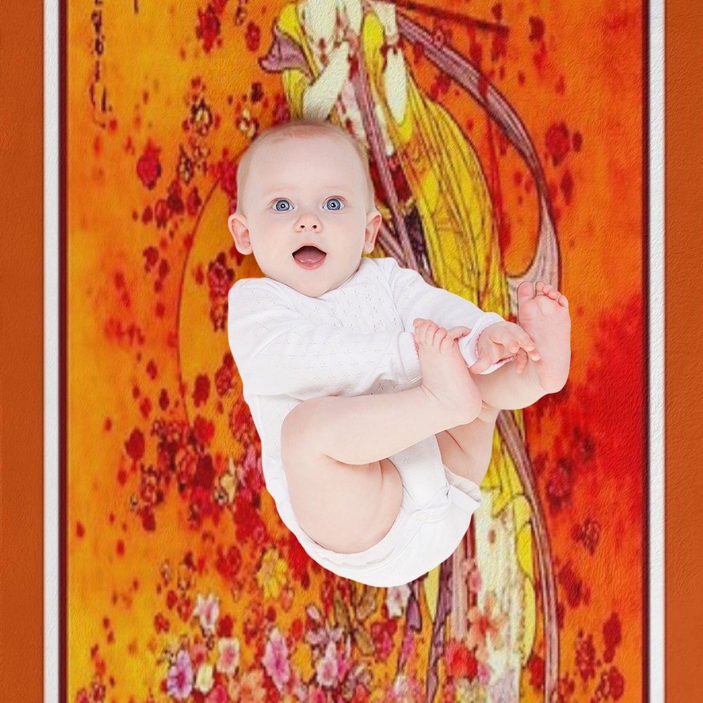 JAPANESE GEISHA PLAYING FLUTE Vintage Tourism Print Throw Blanket