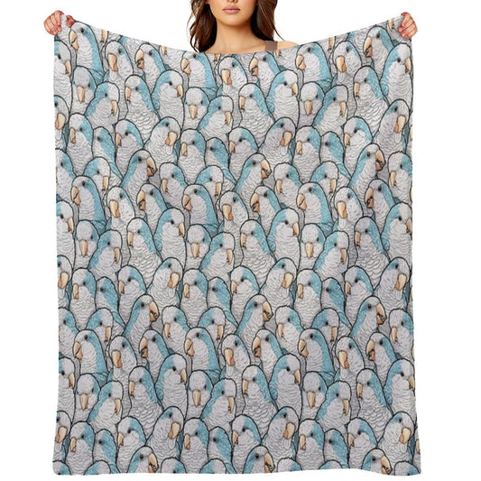 Blue Quaker Monk Parakeets Throw Blanket
