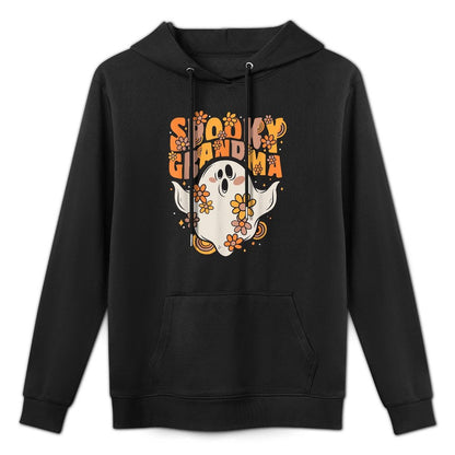 Spooky Grandma Groovy Ghost With Vintage Flowers Halloween Adjustable Hood Hoodie