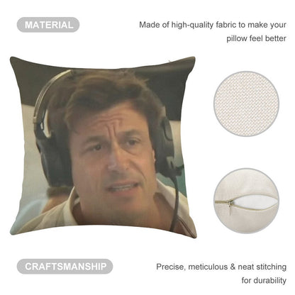 Confused Toto Wolff Linen Throw Pillow Cover