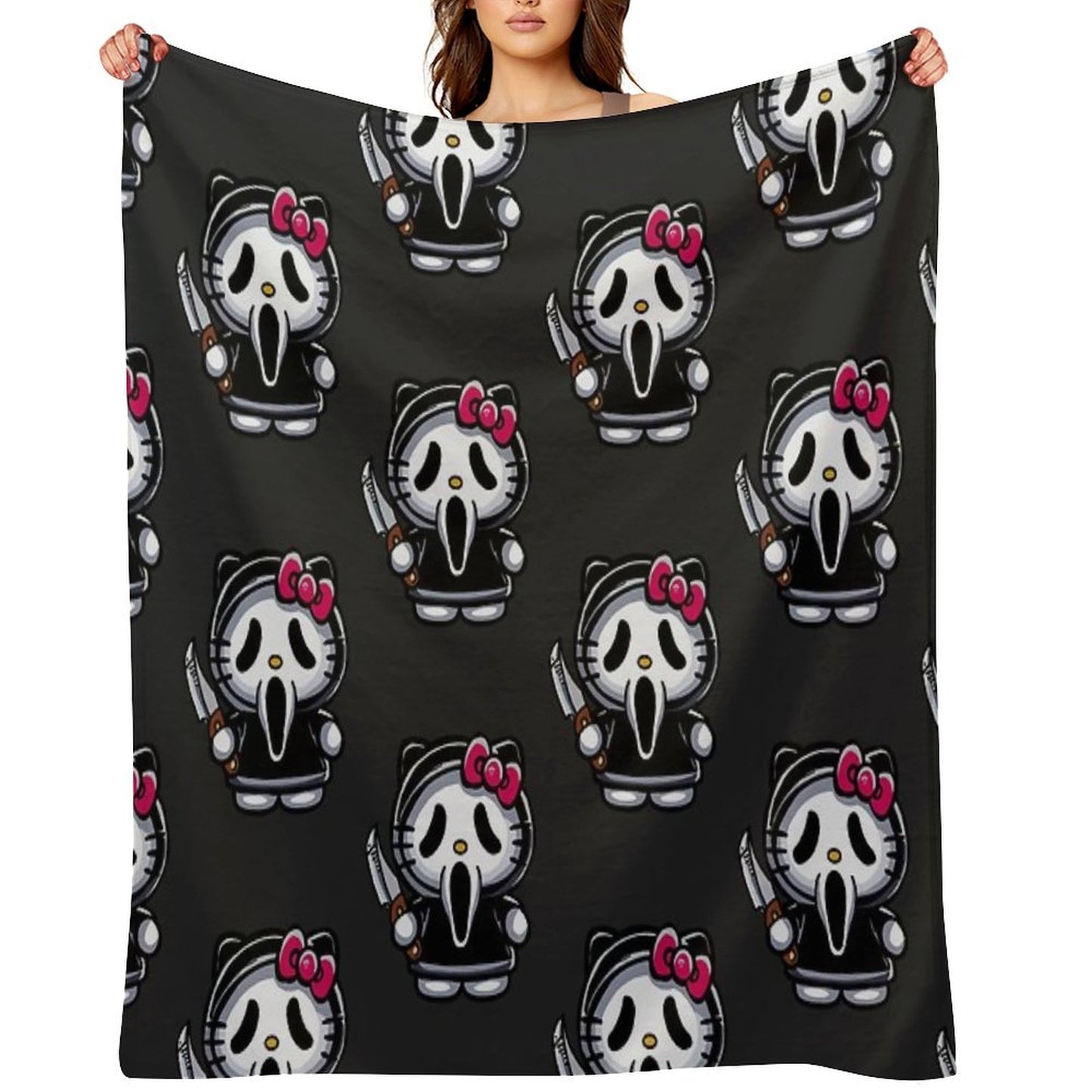 Scream Kitty Halloween Throw Blanket
