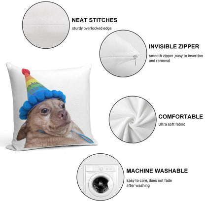 Birthday Mouse Soft Washable Throw Pillow