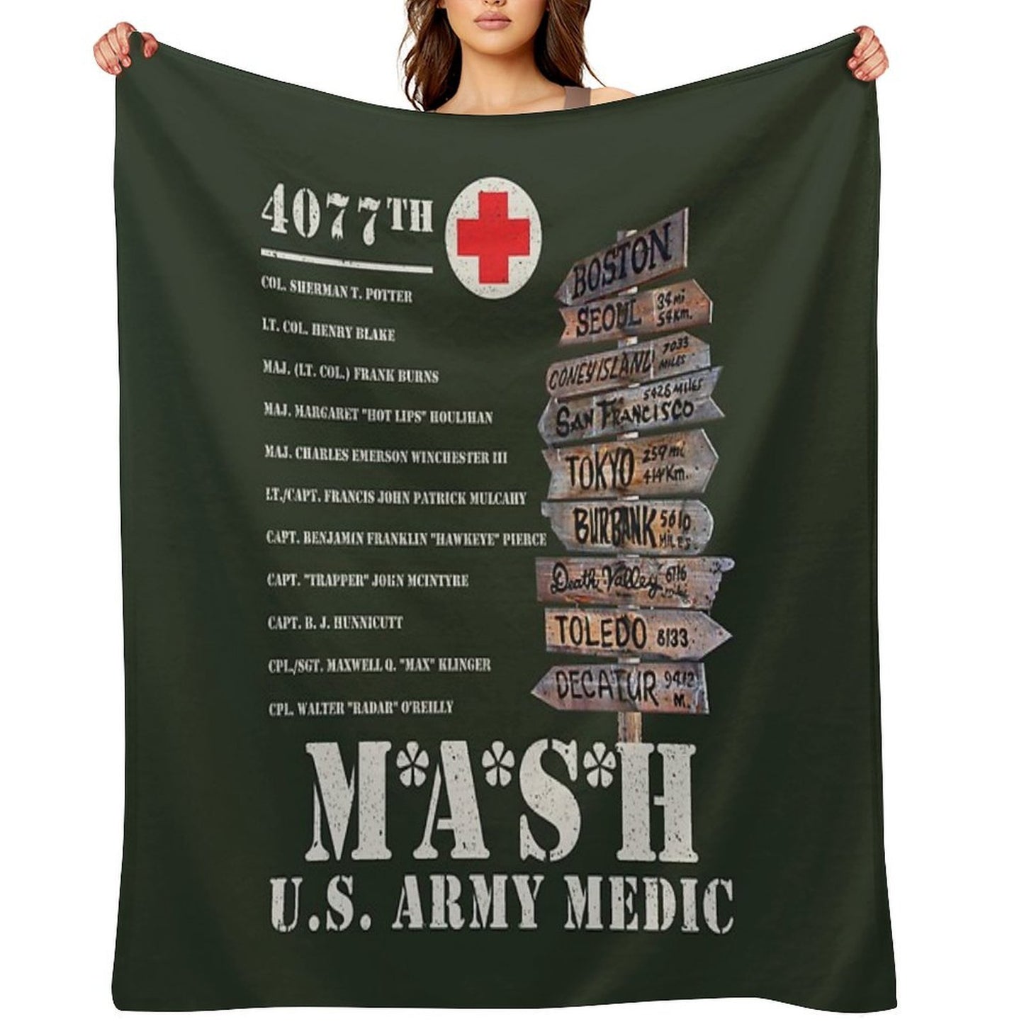 Mash TV Show Signpost Throw Blanket