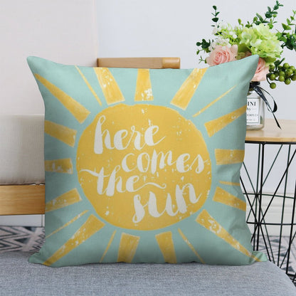 Here Comes The Sun Linen Throw Pillow Cover
