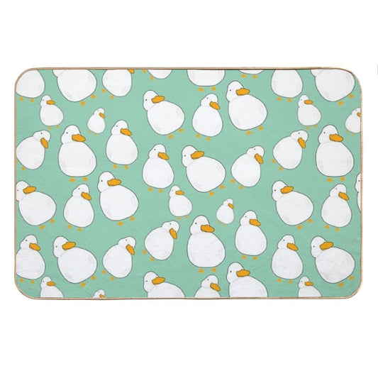 Chubby Duck Pattern Cute Fluffy White Bird Simple Anime Cartoon Kawaii Animal Bath Mat
