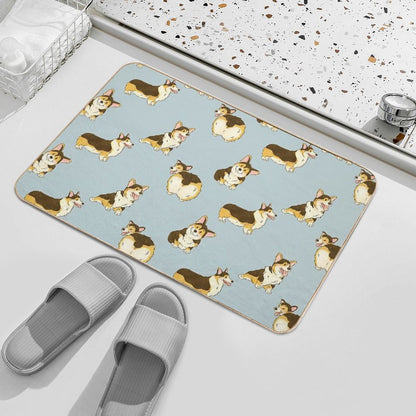 Tri Color Corgi Dog Bath Mat