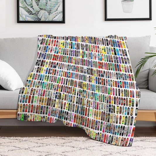 Vintage Skateboard Print Throw Blanket