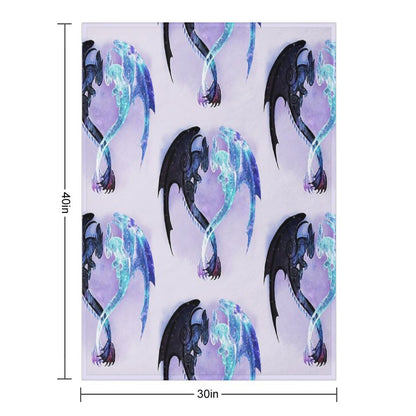 Dragon Heart Toothless And Light Fury Throw Blanket