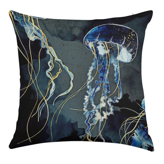 Metallic Ocean III Linen Throw Pillow Cover