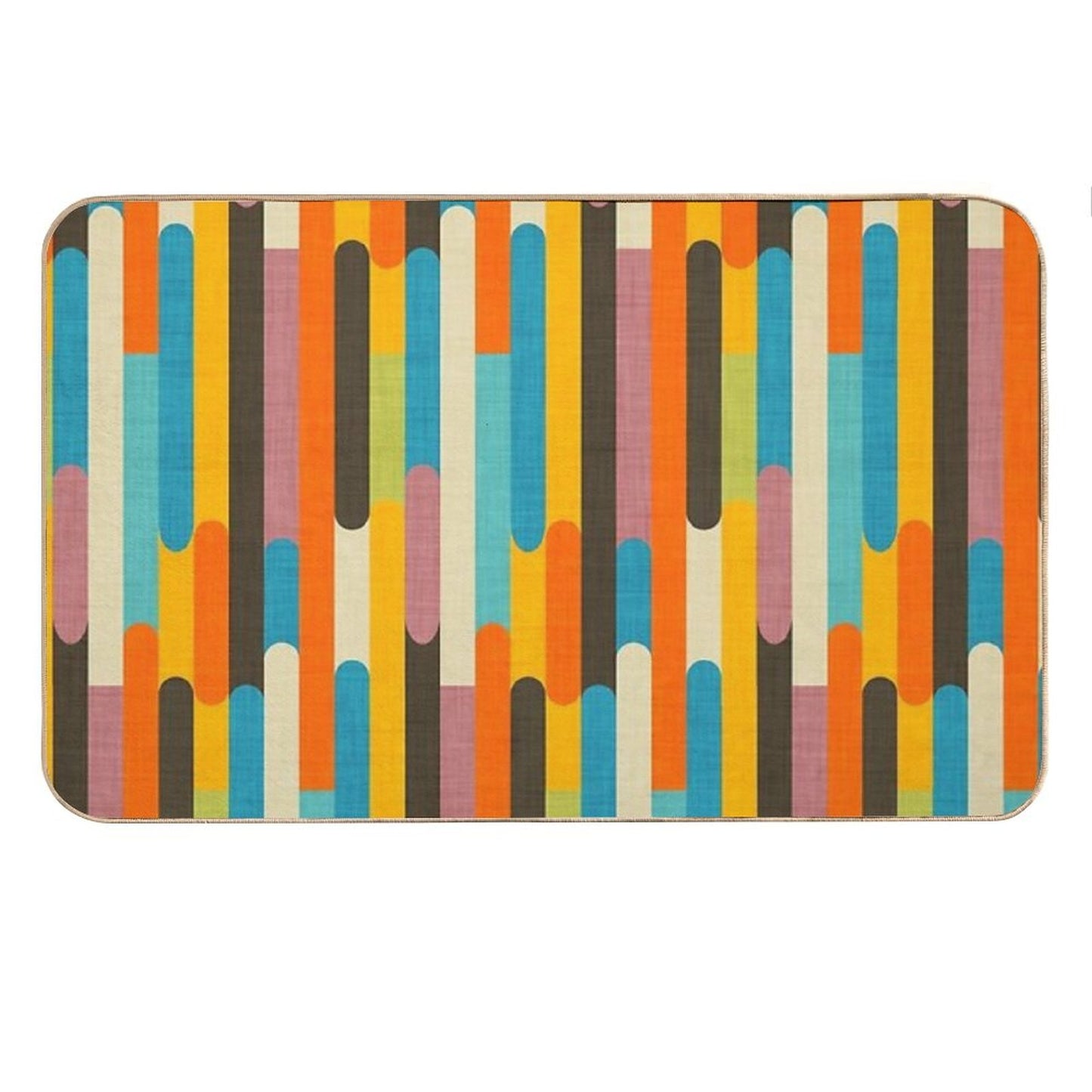 Retro Color Block Popsicle Sticks Orange Bath Mat