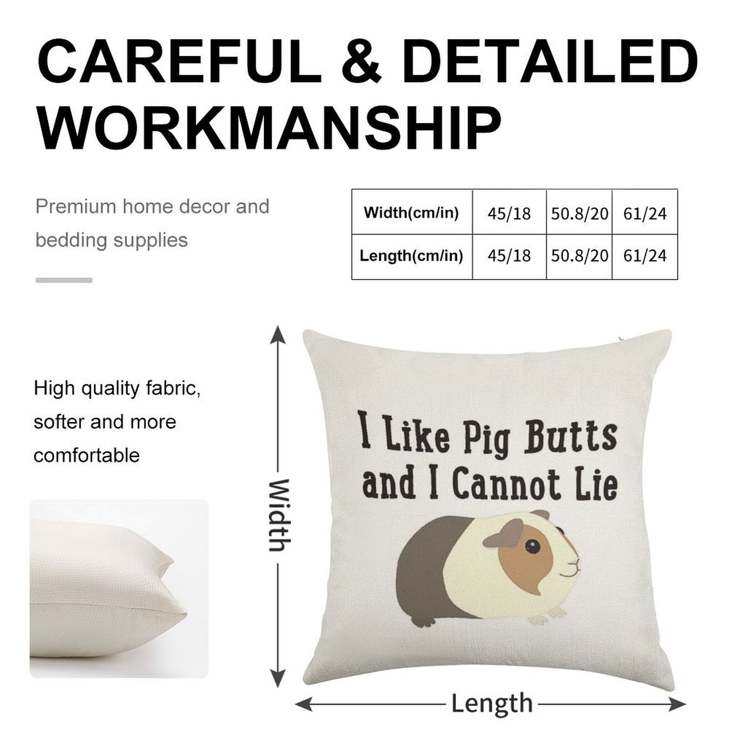 Guinea Pig Butts Linen Throw Pillow Cover