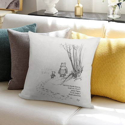 Winnie The Pooh & Piglet Friends Forever Soft Short Plush Fabric Throw Pillow