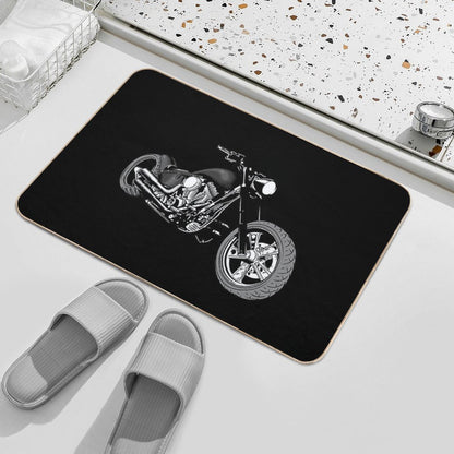 HD Softail Motorcycle, Grey And Black  Long-Lasting Bath Mat